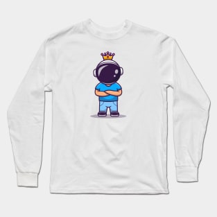 Cute Astronaut Boy With Crown Cartoon Long Sleeve T-Shirt